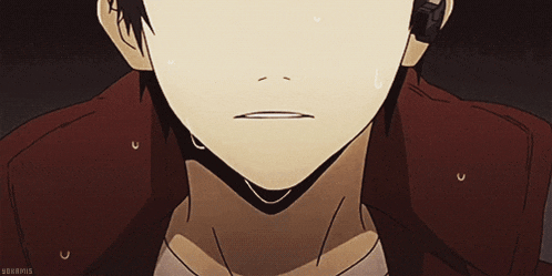 a close up of a man 's face with the word sorrow on the bottom left
