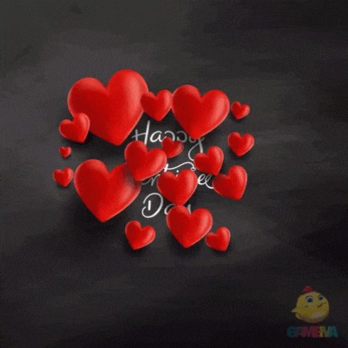 a black background with red hearts and the words happy valentines day