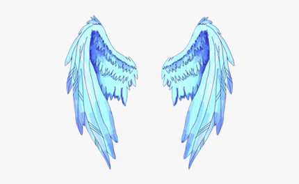 a pair of blue angel wings on a white background .