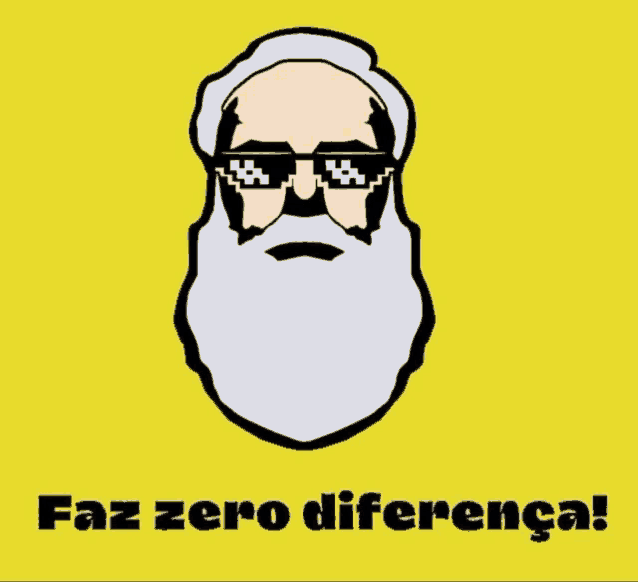 a cartoon of a man with a beard wearing glasses and the words faz zero diferença