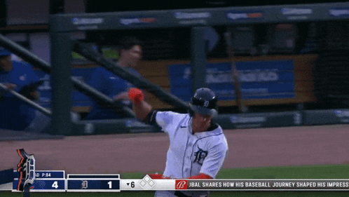 a baseball game is being played and the score is 1 to 4
