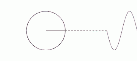a drawing of a circle with a red line through it