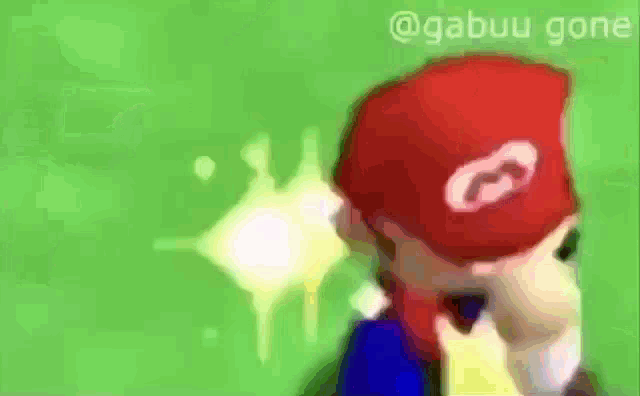 a blurred image of a cartoon character with the word gabuu gone on the bottom right