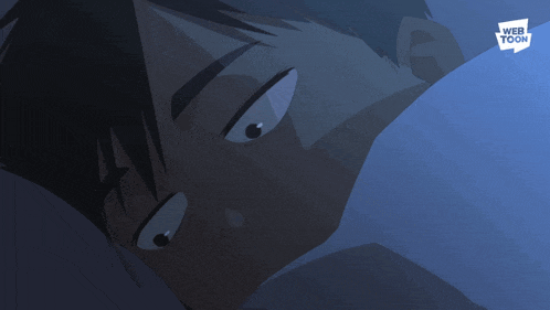 a cartoon of a man sleeping with webtoon written on the bottom right