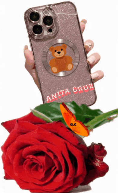 a phone with anita cruz written on the back
