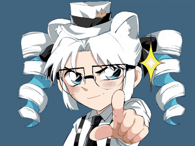 a drawing of a girl with glasses and a top hat