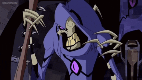 a cartoon character with a purple hood and a purple heart in his chest