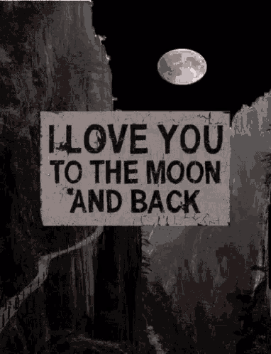 a sign says i love you to the moon and back