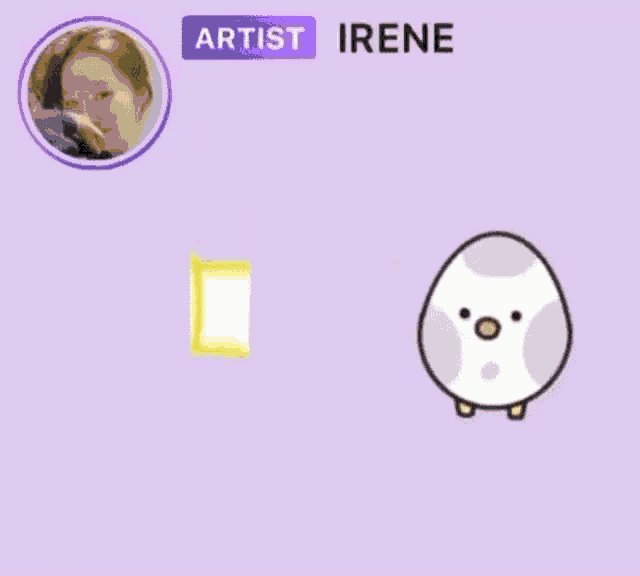 a purple background with a picture of an artist and a cartoon of a sun