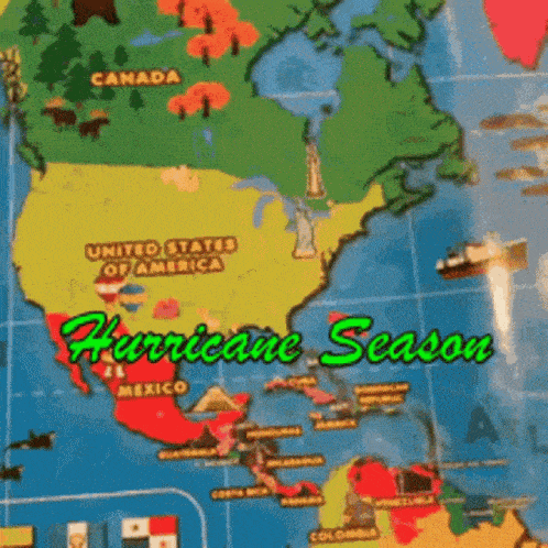 a map of the united states of america with hurricane season written on the bottom