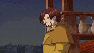 a cartoon drawing of a man with a surprised expression on his face
