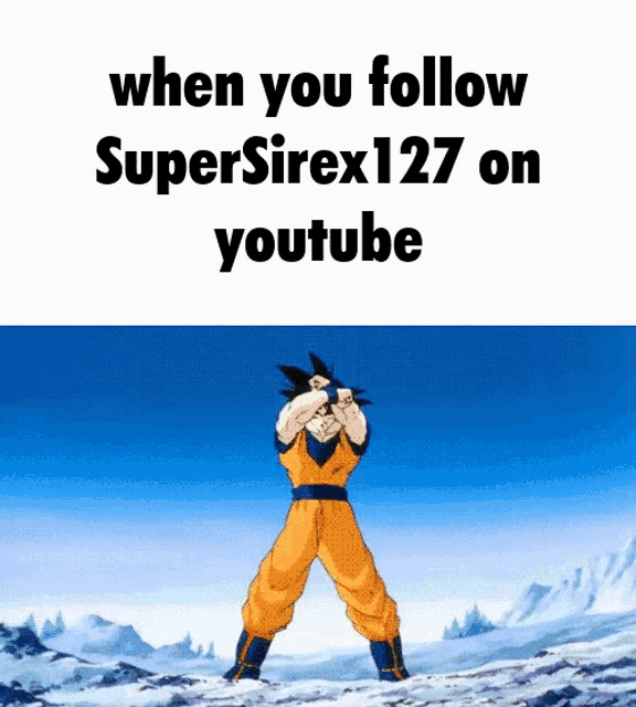 a picture of a cartoon character with the words " when you follow supersirez127 on youtube "