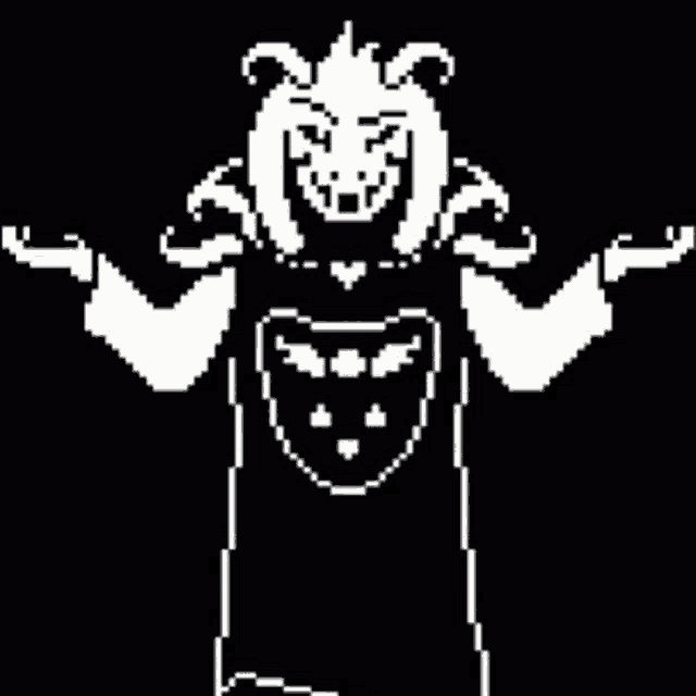 a pixel art of a sheep with horns and a heart on his chest