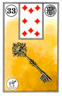 a tarot card with a key on it