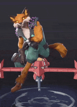 a cartoon fox is sitting on a red plane