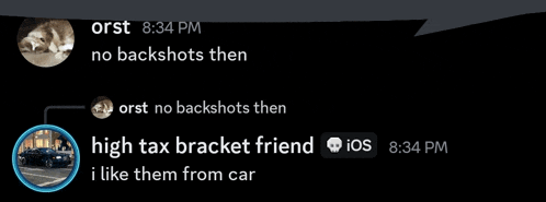 a screenshot of a conversation between orst and a high tax bracket friend