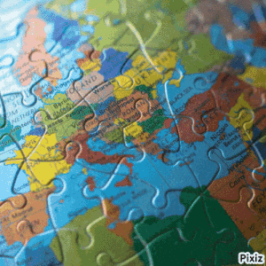 a map of europe is shown in a puzzle with pixiz written on the bottom