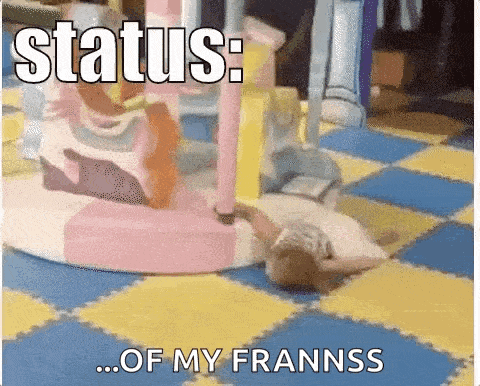 a picture of a child laying on the floor with the caption status : of my frannss ..