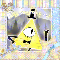 a picture of a cartoon character named bill cipher