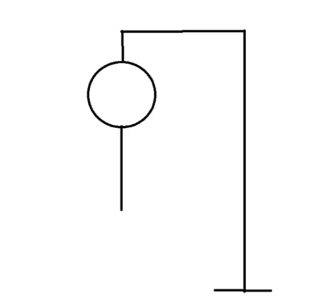 a black and white drawing of a pole with a circle in the middle of it .