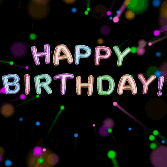 a happy birthday greeting card with colorful letters