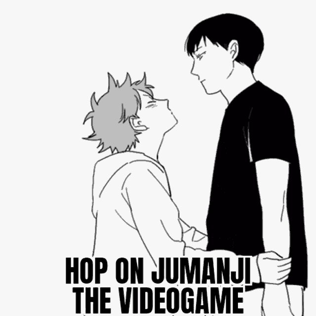 a poster that says hop on jumanji the videogame on it