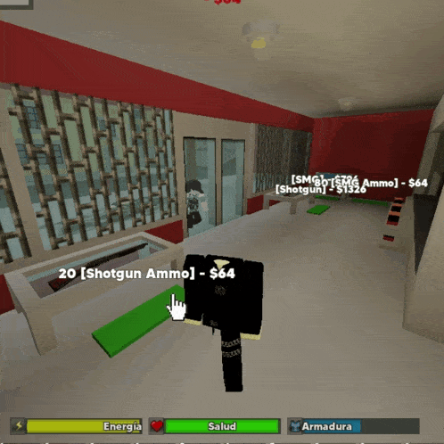 a person in a video game is holding a shotgun ammo that costs $ 64
