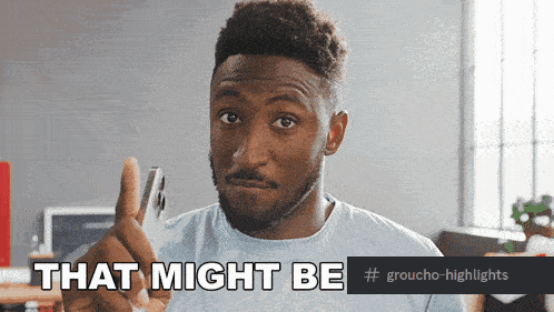a man is pointing at something with the words that might be on the bottom