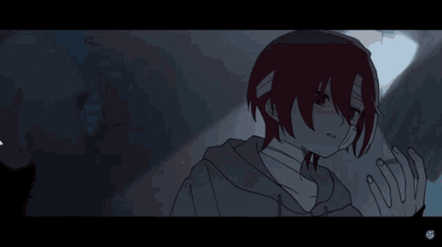 a cartoon of a girl with blue hair and a boy with red hair