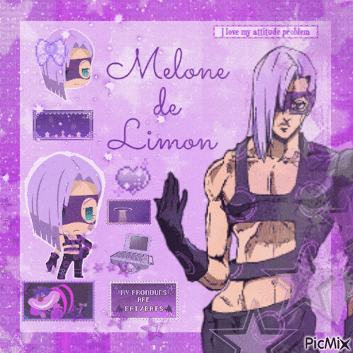 a picture of melone de limon has a purple background