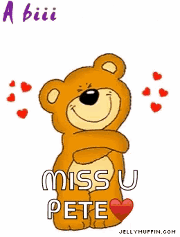 a teddy bear with hearts around it says " a big hug from me to u "