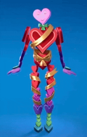 a robot made out of hearts is standing on a blue background