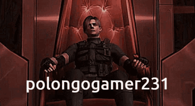 a video game character is sitting on a throne with the name polongogamer231 written on the bottom