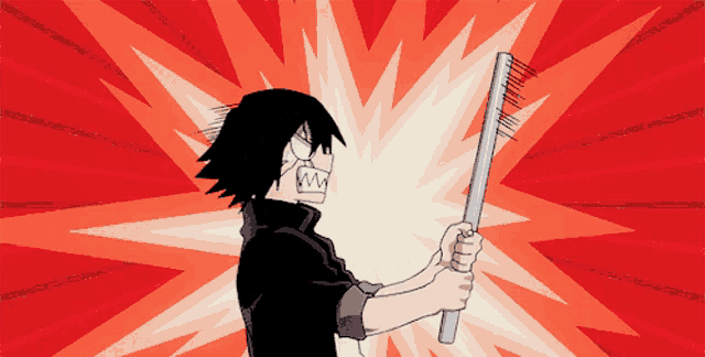 a cartoon drawing of a man holding a brush