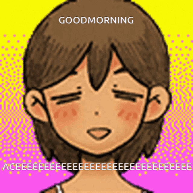a drawing of a girl with her eyes closed and the words good morning written above her