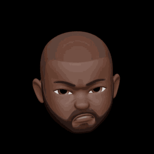 a man with a beard and a bald head has an angry look on his face