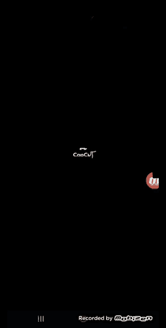 a black screen with a white logo that says cupcut