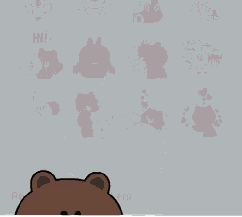 a brown bear and a white rabbit are standing next to each other and the rabbit is saying hi