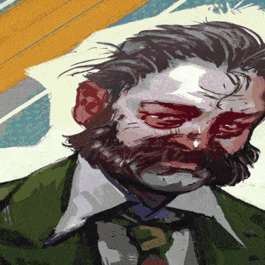 a painting of a man with a beard and a tie