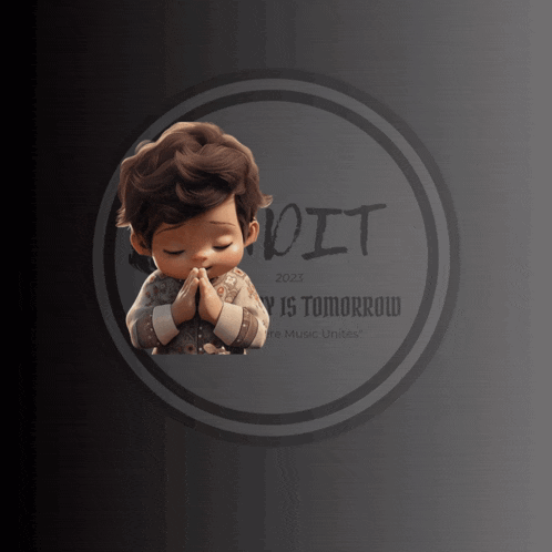 a cartoon boy is praying in front of a sign that says ' spirit '