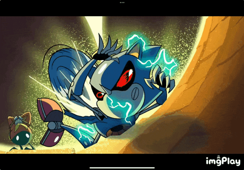 a cartoon of sonic the hedgehog is being played on a phone
