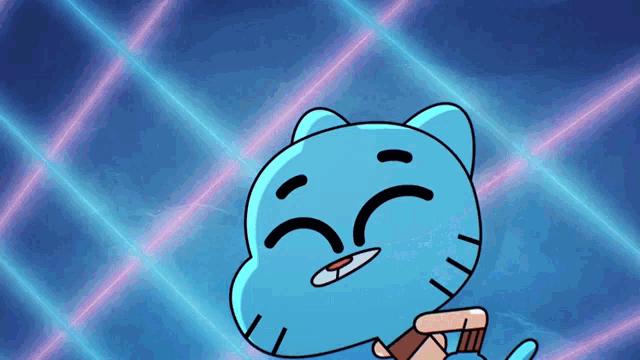 gumball from the amazing world of gumball is brushing his teeth with a toothbrush