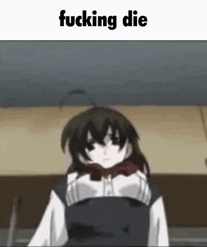 a girl is standing in front of a ceiling with the words `` fucking die '' written on it .