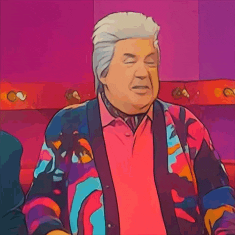 a cartoon of a man wearing a colorful jacket and shirt