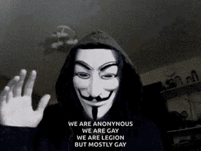 a man wearing a hooded jacket and a mask is waving .