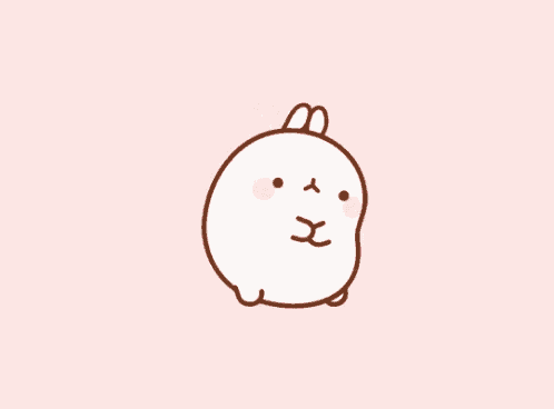 a cartoon drawing of a rabbit with a sad face
