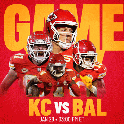 a poster for a game between the kansas city chiefs and the baltimore ravens