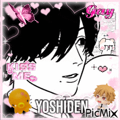 a picture of a boy with the words yoshiden picmix at the bottom