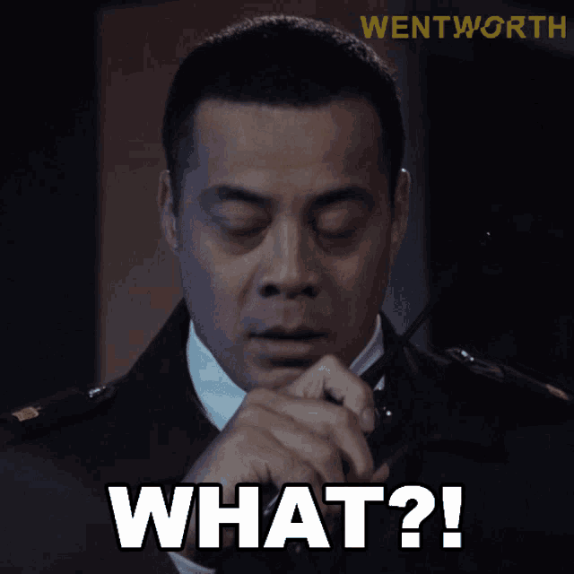 a man is holding a walkie talkie and says what ?