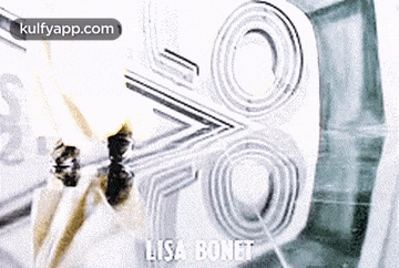 a close up of a person 's face with the name lisa bonet written on it